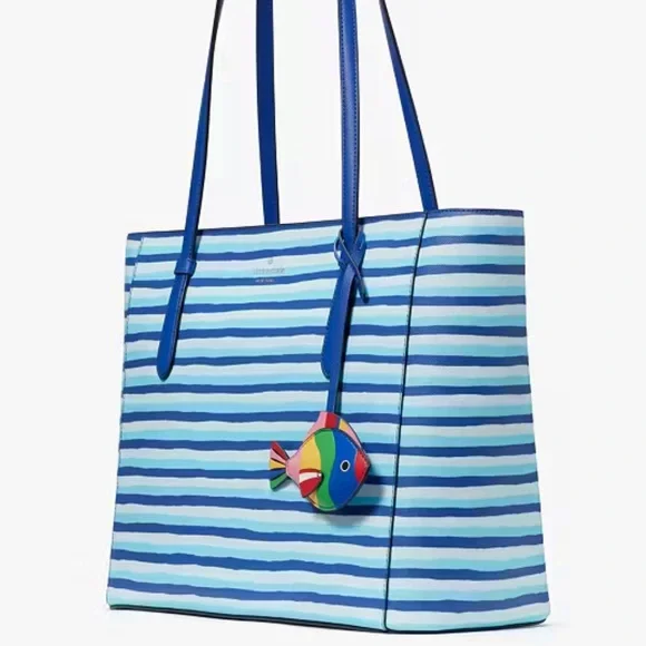 Kate Spade Schuyler Wave Stripe Medium Tote With Fish Charm $359 - Picture 3 of 8